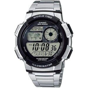 Men’s Digital Watch | Silver | 100M WR | Multi Alarms | 100 SEC Stopwatch